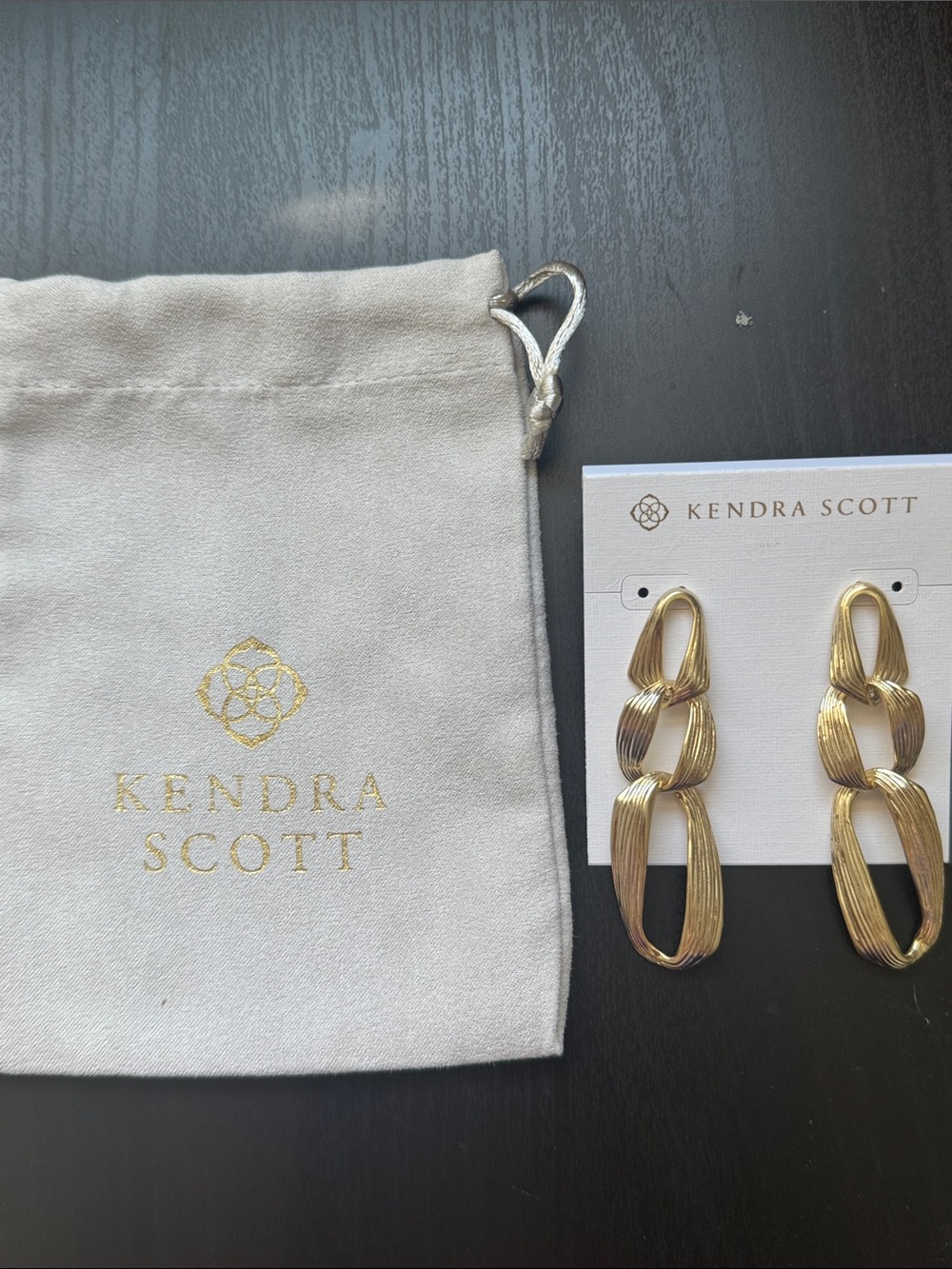 NEW Kendra Scott Kira statement gold earrings $98 gift jewelry 14K over brass